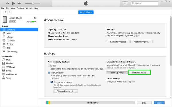 Restore Backup From iTunes