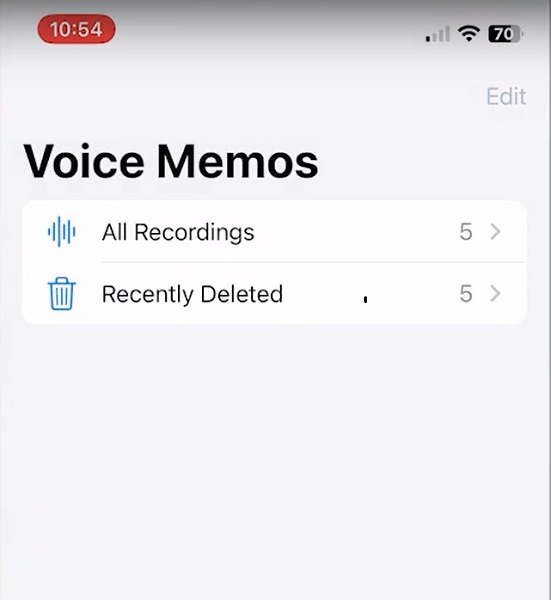 Recently Deleted Voice Memos