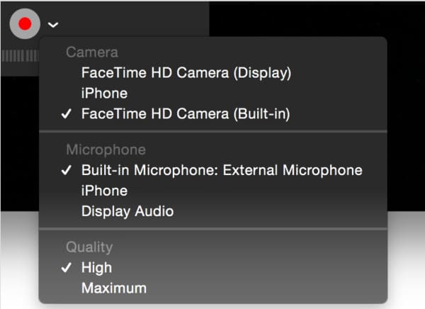 quicktime screen recording with audio