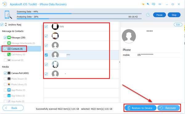 Recover Contacts Apeaksoft