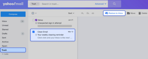 Recover Yahoo Emails In Trash