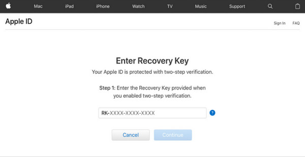 Recovery Key To Reset Password