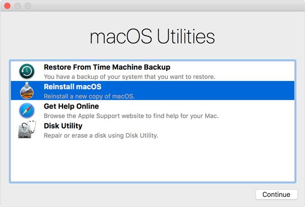 Reinstall macos button