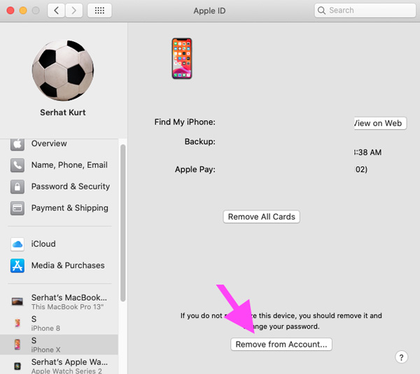 Remove Device from Apple ID on Mac