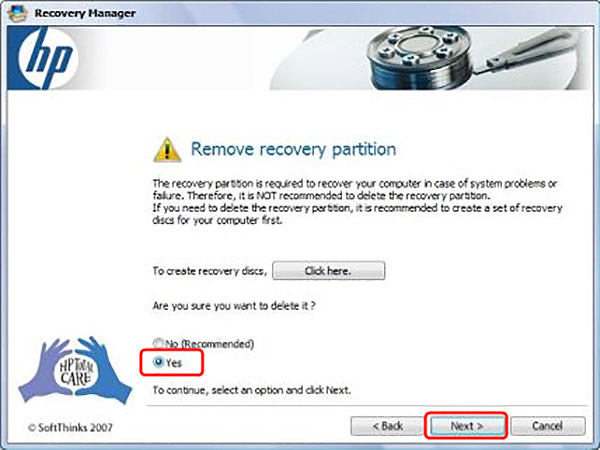 Remove recovery partition on hp laptop