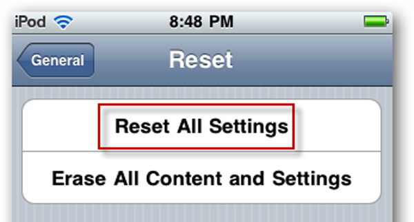 Reset all Settings