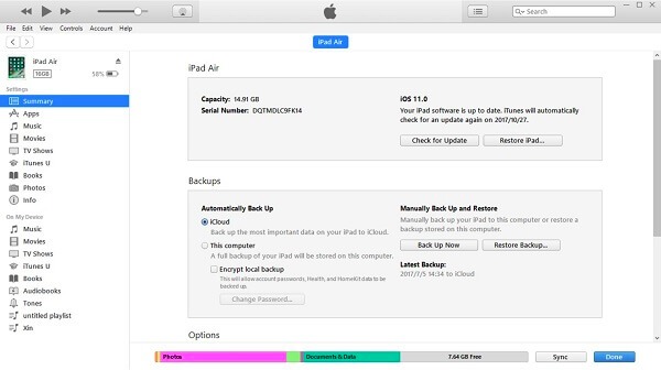 Reset an iPad with iTunes