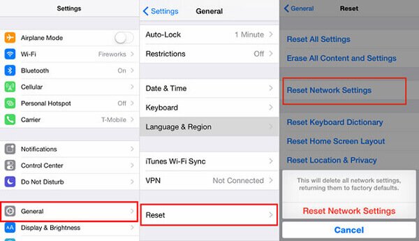 reset network iphone