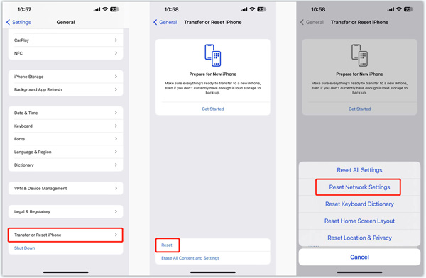 Reset Network Settings on iPhone iOS 16