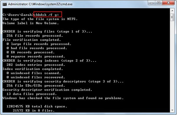 Retrieve with CHKDSK Utility