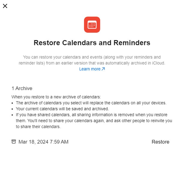 Restore Calendars With iCloud Backup