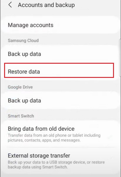 Restore-Data Samsung Cloud