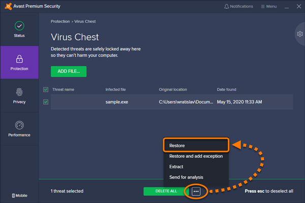 avast mac security chest or delete infected files