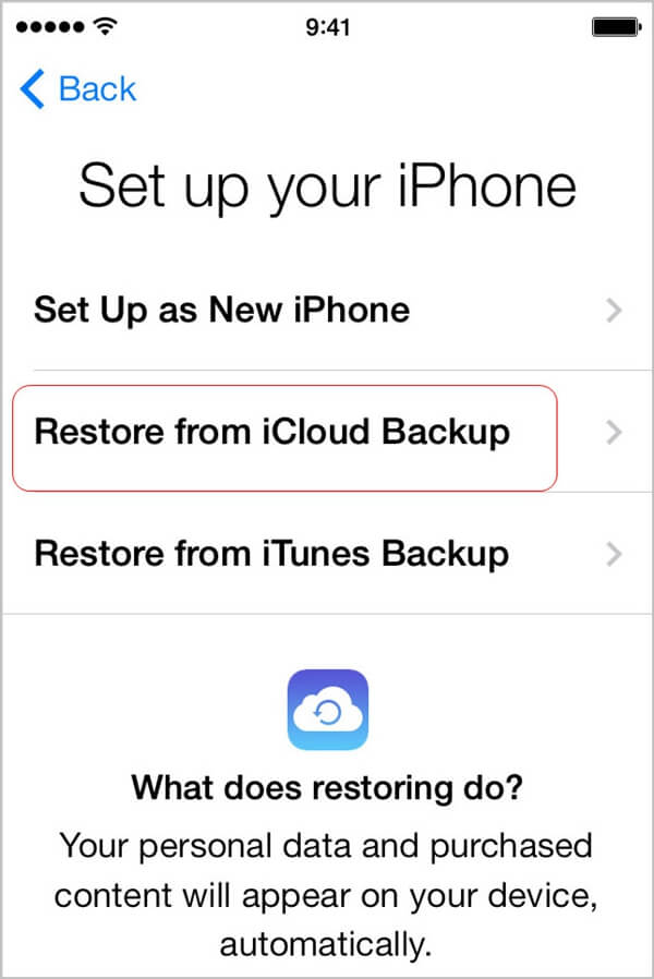 restore from icloud