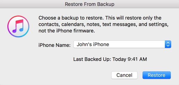 Recover from iTunes Backup