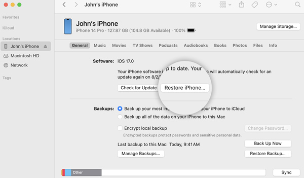 Restore iPhone in iTunes