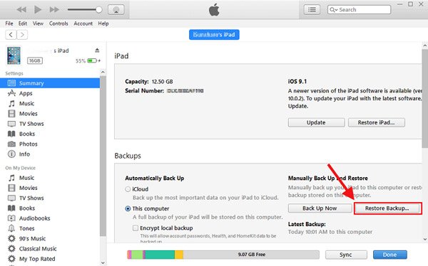 Restore iTunes Backup