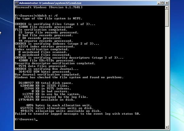 Esegui l'utilità chkdsk