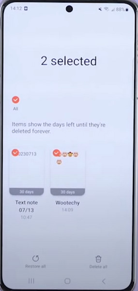 Samsung Notes Restore All