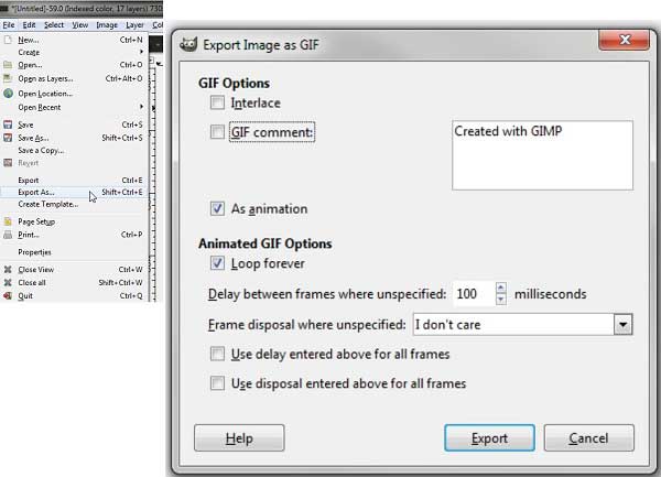 Save GIF Gimp