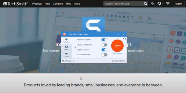 scrolling capture snagit