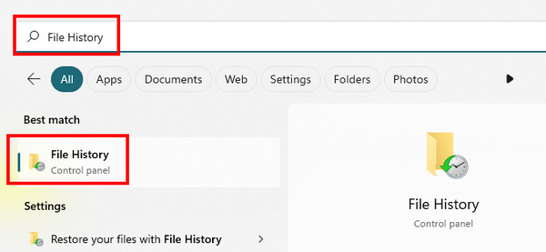 Search For File History