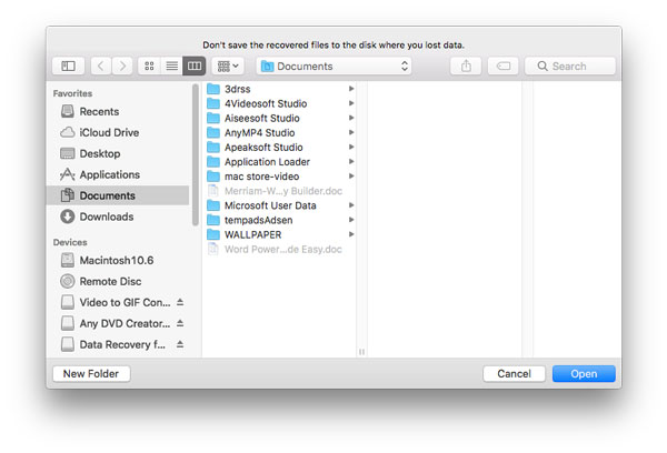 选择文件夹 Mac