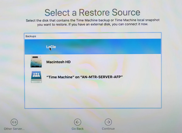 Select A Restore Source