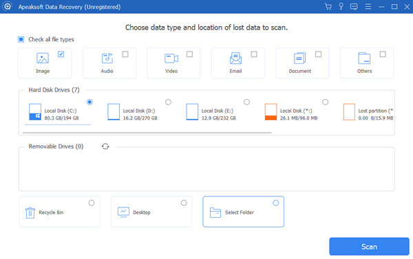 Select Image And Hard Drive Disk