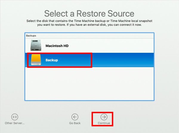 Select time machine backup disk