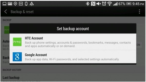 Set HTC Backup