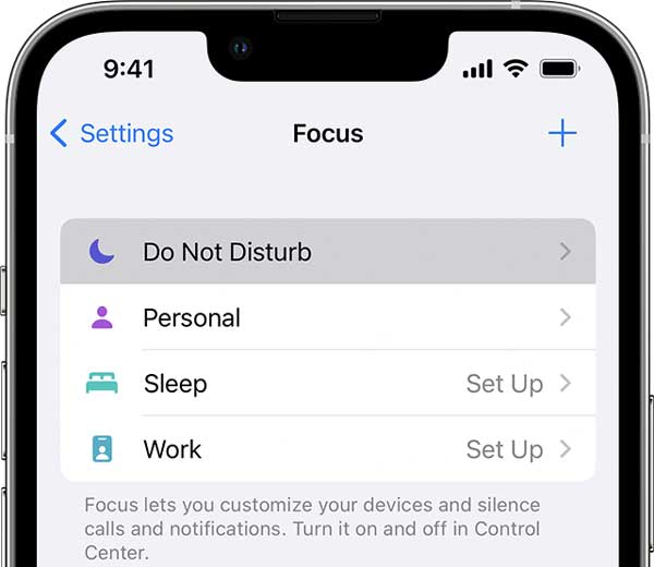 Settings Focus Do not Disturb