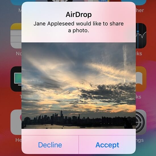 Share album via airdrop