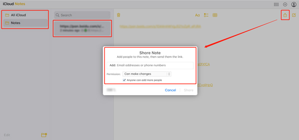 Share Notes on iPhone Using iCloud