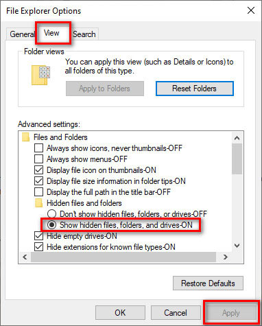 Show hidden files