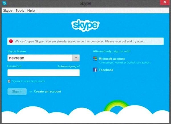 clear skype sign in name