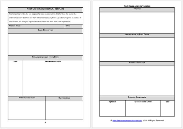 Simple Root Cause Analysis Form