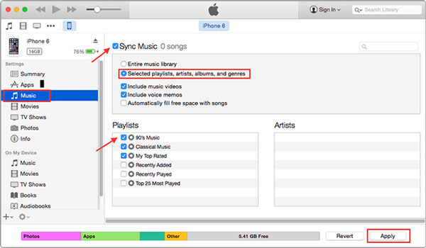 Sync Music with iTunes