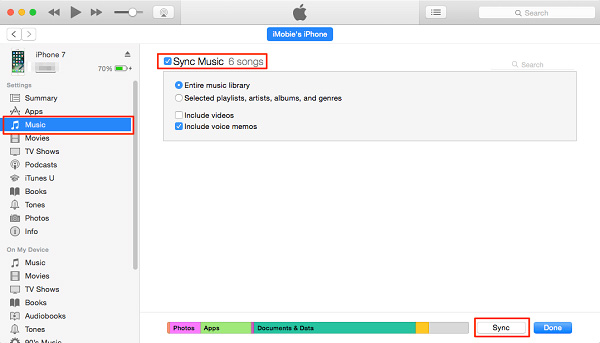 Music between iPhone and iTunes
