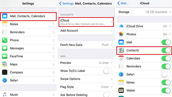 Turn iCloud Contacts on