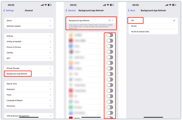 Turn OFF Background App Refresh on iPhone