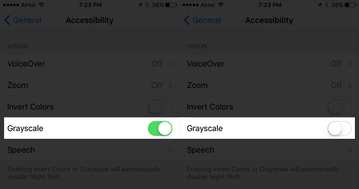Turn off Grayscale