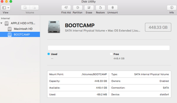 在 Mac 上卸载 Boot Camp