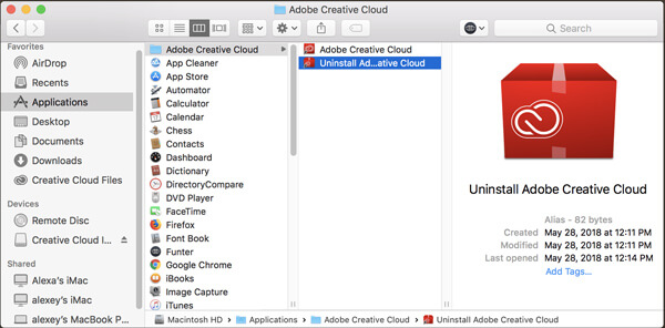 delete creative cloud mac