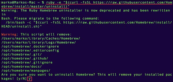 Uninstall Homebrew Mac