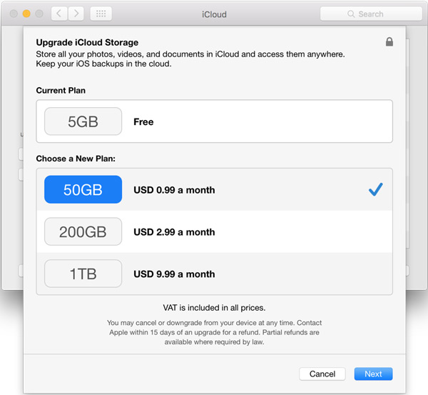 在 Mac 上升级 iCloud 存储计划