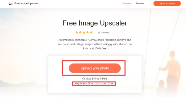 Add Photo to Free image Upscaler