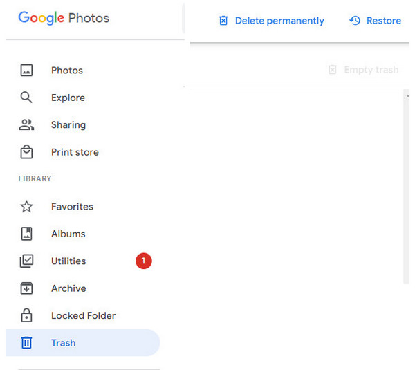 Use Trash To Recover Google Photos PC