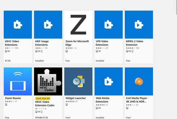 Microsoft Store 上的视频扩展