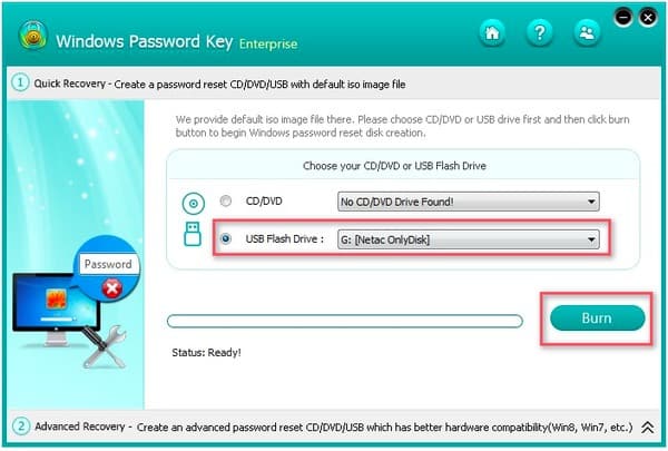 Windows Password Key Enterprise Burn